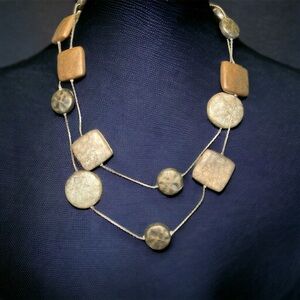 Vintage Seasonal Whispers Long Mixed Metal Modern Abstract Necklace 22” Drop